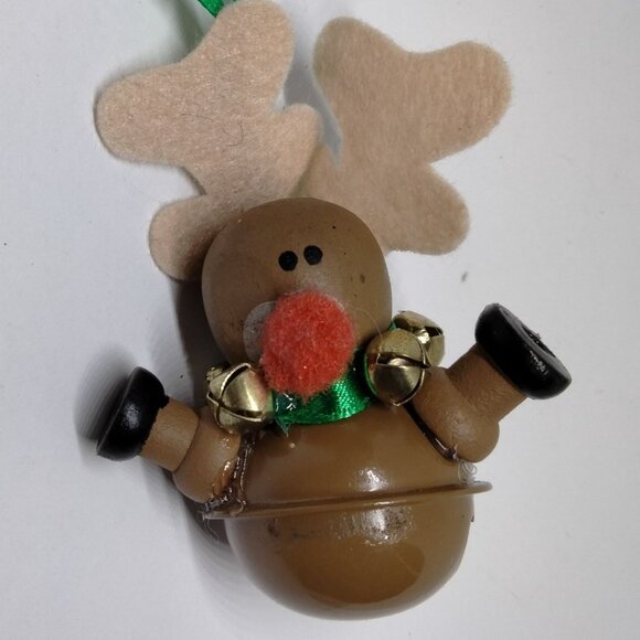 Reindeer Jingle Bell Christmas Ornament handmade Heart - Picture 2 of 9